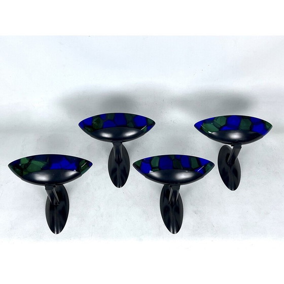 Image 1 of Satz von 4 Wandlampen aus Glas und Metall von Ottavio Missoni, Italien 1980