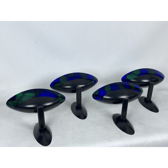 Image 1 of Satz von 4 Wandlampen aus Glas und Metall von Ottavio Missoni, Italien 1980