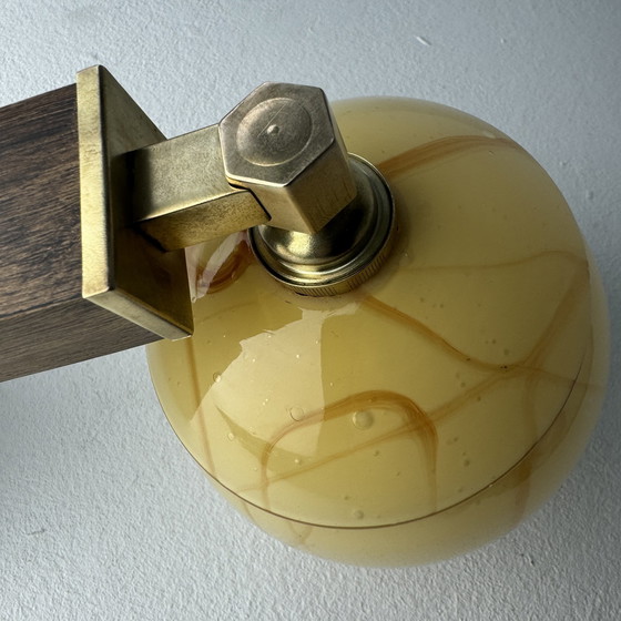 Image 1 of Alte Art-Deco Wandleuchte Glas Und Holz