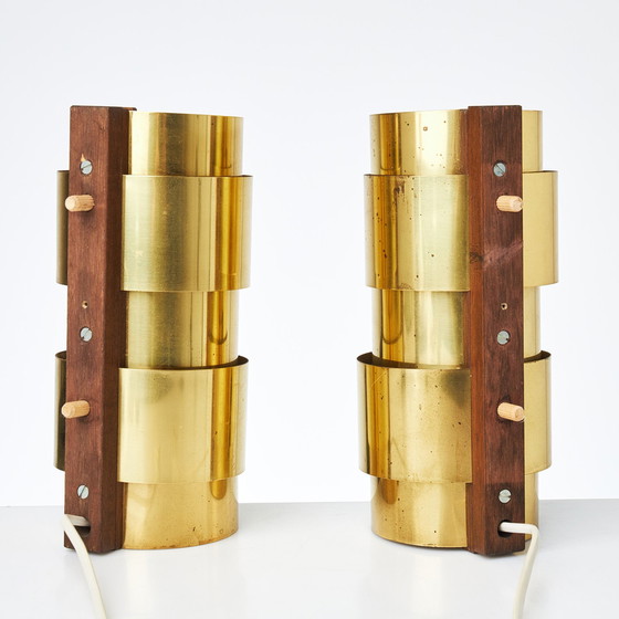 Image 1 of Paar Aristokrat Messing Wandleuchten für Forseke Ab Nybrofabriken