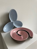 2er-Set Servierschalen - Spirale und Klee - glasierte Keramik