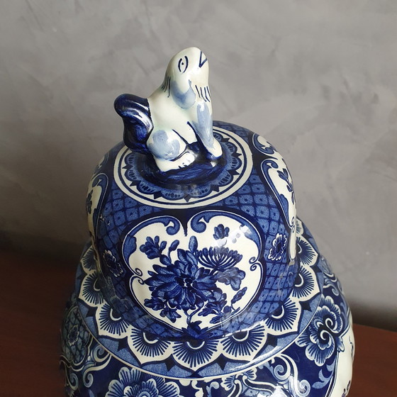 Image 1 of Royal Sphinx Maastricht Foo Hund Delfter Blau Vase aus den 50er Jahren