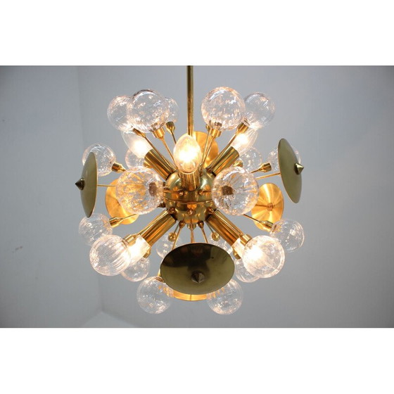Image 1 of Sputnik-Kronleuchter aus Messing und Glas von Zeleznobrodske Sklo, Tschechoslowakei 1960