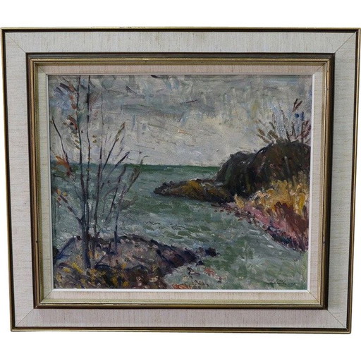 Altes expressionistisches Gemälde von Alexander Roos, Schweden 1947