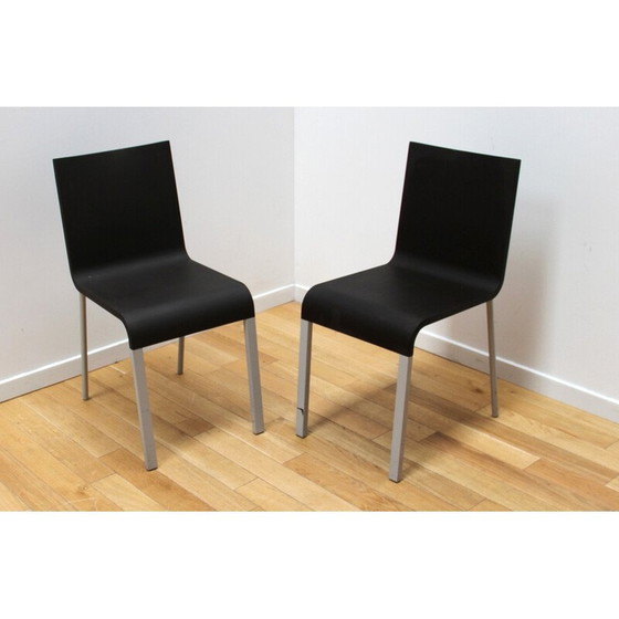 Image 1 of Paar vintage ".03" Stühle aus schwarzem Kunststoff und Metall von Martin Van Severen für Vitra