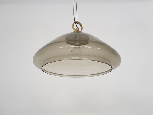 Pendelleuchte aus Rauchglas und Messing aus der Mitte des Jahrhunderts – hanglampen, Vintage (photo 2 of 53)