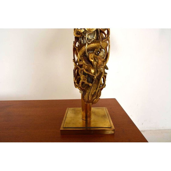 Image 1 of Vintage-Lampe aus vergoldetem Holz und Messing, 1960