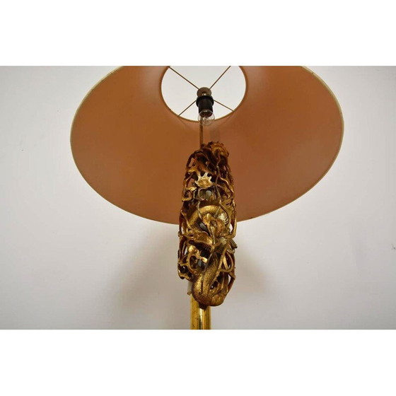 Image 1 of Vintage-Lampe aus vergoldetem Holz und Messing, 1960