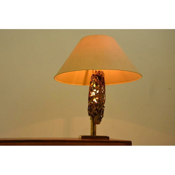 Image 1 of Vintage-Lampe aus vergoldetem Holz und Messing, 1960