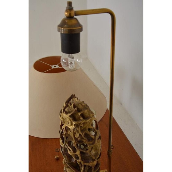 Image 1 of Vintage-Lampe aus vergoldetem Holz und Messing, 1960