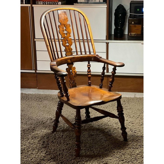 Image 1 of Viktorianischer Windsor-Sessel aus massivem Ulmenholz, 1850