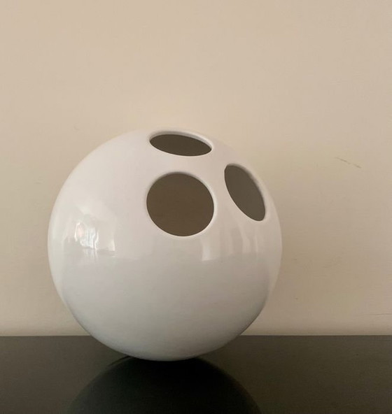 Image 1 of Kugelförmige Vase - Bowling - Glasiertes Porzellan - Enzo Bioli - Il Picchio - 1970