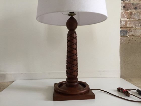 Image 1 of Art Deco Lampe Palisander geschnitzt