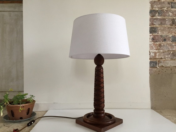 Image 1 of Art Deco Lampe Palisander geschnitzt