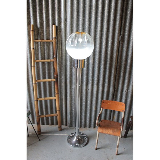 Image 1 of Verchromte Stehleuchte aus Muranoglas für Mazzega, 1970