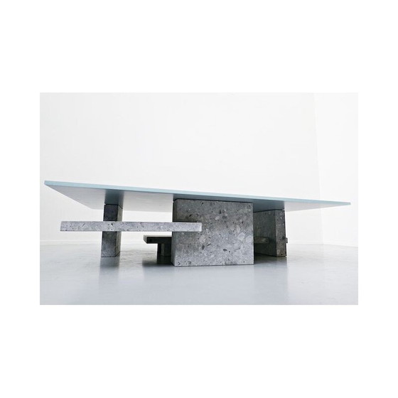 Image 1 of Vintage Couchtisch aus Ceppo di gre und Glasplatte von Iceberg architecture studio