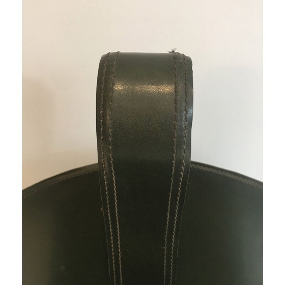 Image 1 of Zeitschriftenständer aus Leder und gebürstetem Stahl, Frankreich 1950