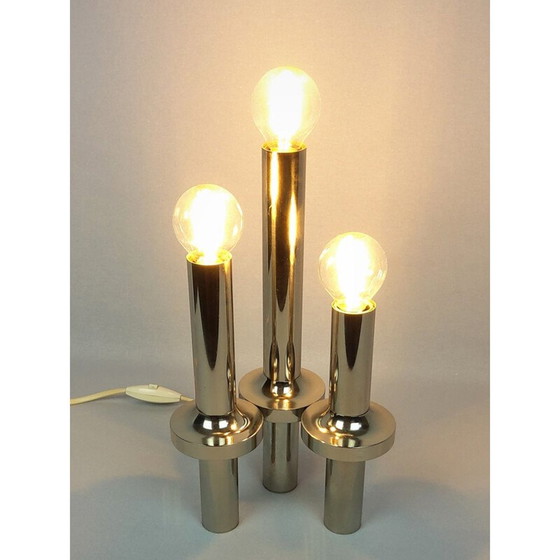 Image 1 of Vintage-Lampe aus verchromtem Metall von Gaetano Sciolari, 1970