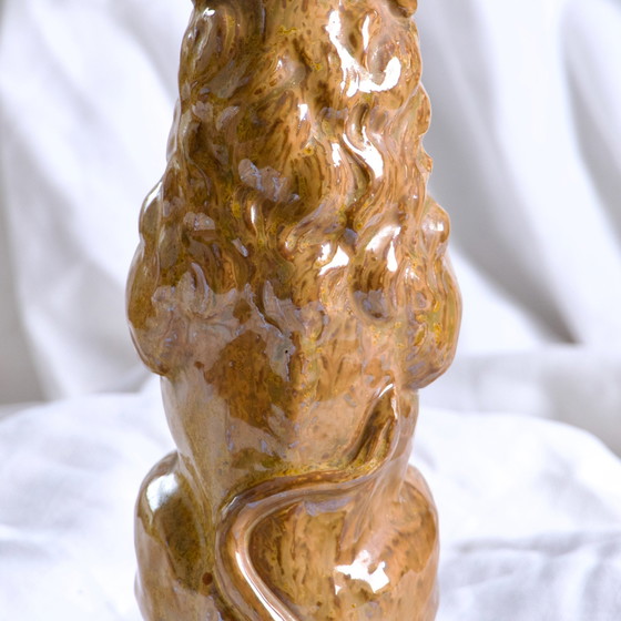 Image 1 of Vase - Alte Flasche Zoomorph Löwe Emailliertes Steinzeug Signiert Gps