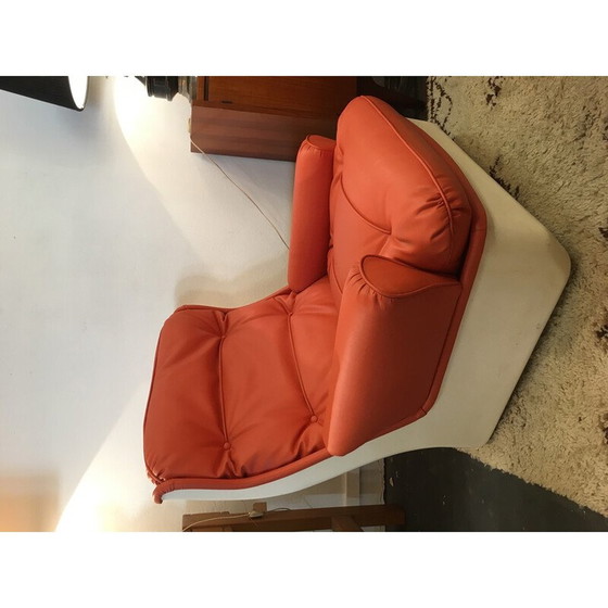 Image 1 of Vintage-Sessel „Orchidee“ aus Fiberglas und orangefarbenem Skai von Michel Cadestin für Airborne