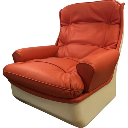 Vintage-Sessel „Orchidee“ aus Fiberglas und orangefarbenem Skai von Michel Cadestin für Airborne