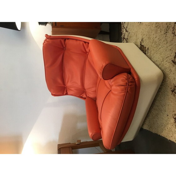 Image 1 of Vintage-Sessel „Orchidee“ aus Fiberglas und orangefarbenem Skai von Michel Cadestin für Airborne