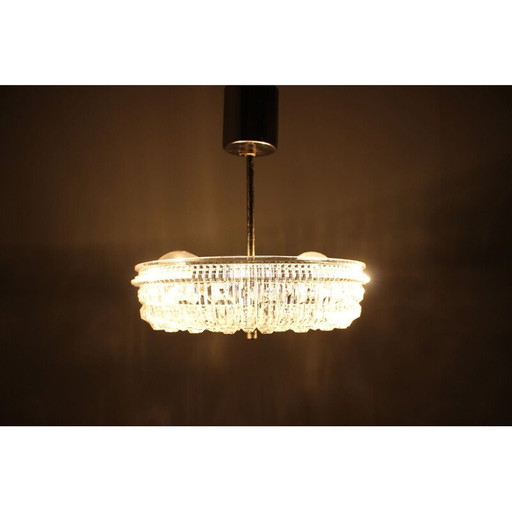 Vintage-Kronleuchter aus Chrom und Glas von Šenov, Tschechoslowakei 1960