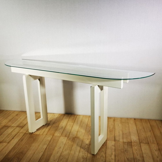 Image 1 of Große Vintage-Konsole aus weiß lackiertem Metall 1980er Jahre