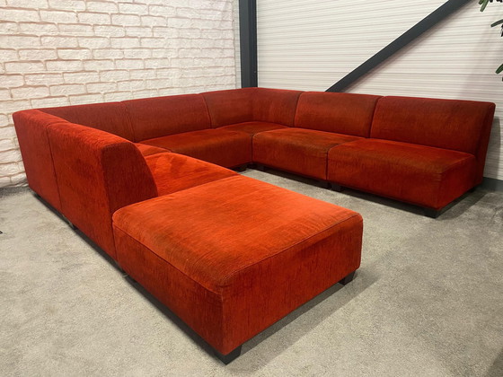 Image 1 of Schönes Montel Rot Stoff U Sofa Set