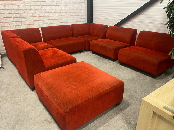 Image 1 of Schönes Montel Rot Stoff U Sofa Set