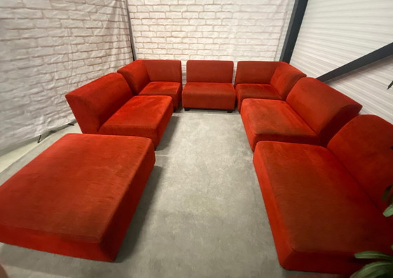 Image 1 of Schönes Montel Rot Stoff U Sofa Set