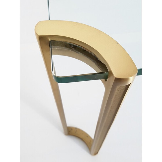 Image 1 of Vintage Couchtisch aus massivem Messing und Glas von Peter Ghyczy, 1970