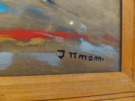 Image 1 of Hans Ittmann Gemälde „Weiblicher Akt mit Blumen“.