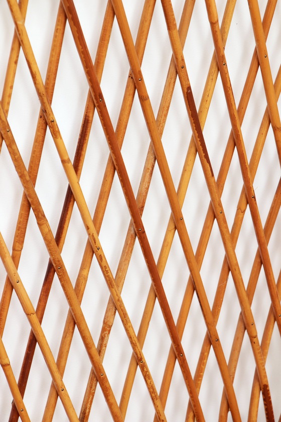 Image 1 of Französische Wandgarderobe aus Bambus mit großem Spiegel, 1960