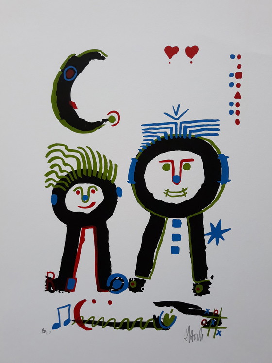 Image 1 of Ad van Hassel - Die Musiker. Siebdruck handsigniert