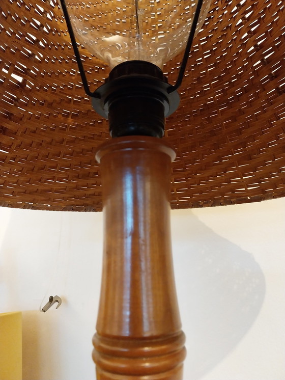 Image 1 of 1 X Elco Lite Faux Bamboo Tischlampe mit Wicker Shade.