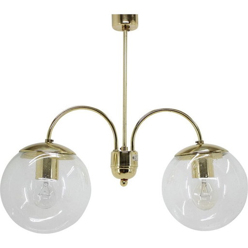 Vintage-Kronleuchter aus Glas und Messing von Kamenicky Senov, Tschechoslowakei 1960