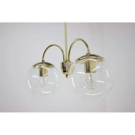 Image 1 of Vintage-Kronleuchter aus Glas und Messing von Kamenicky Senov, Tschechoslowakei 1960