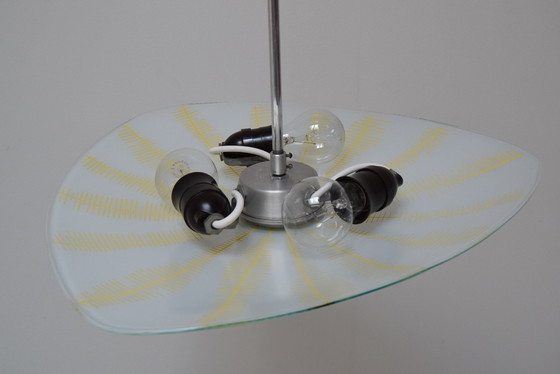 Image 1 of Mid Century Glas Pendelleuchte von Napako, Tschechoslowakei, 1970er Jahre.