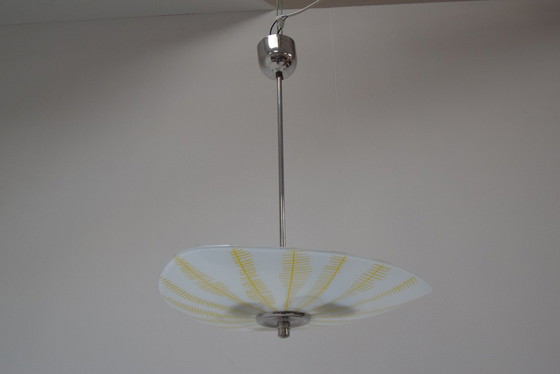 Image 1 of Mid Century Glas Pendelleuchte von Napako, Tschechoslowakei, 1970er Jahre.