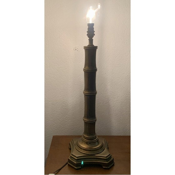 Image 1 of Vintage-Tischlampenfuß aus Messing und Bambusimitat, 1970