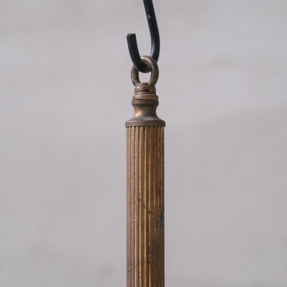 Image 1 of Paar alte Pendelleuchten aus Glas und Messing, Frankreich 1950
