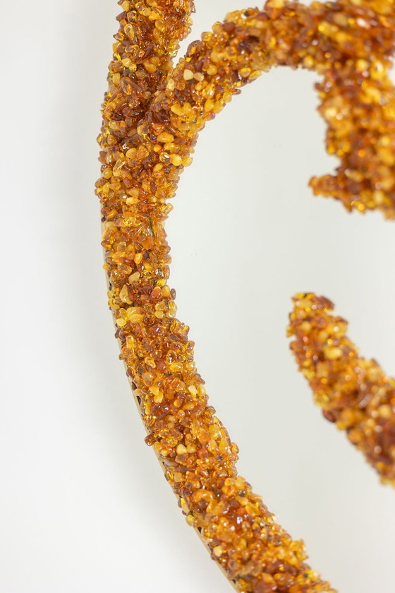 Image 1 of Spiegel Aus Halbedelsteinen Mit Kreisförmiger Form. Kunsthandwerkerarbeit.