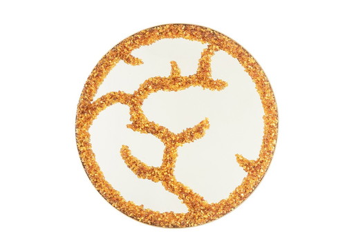 Spiegel Aus Halbedelsteinen Mit Kreisförmiger Form. Kunsthandwerkerarbeit.