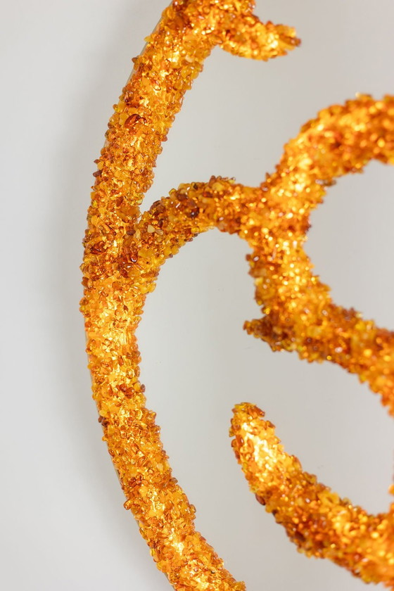 Image 1 of Spiegel Aus Halbedelsteinen Mit Kreisförmiger Form. Kunsthandwerkerarbeit.