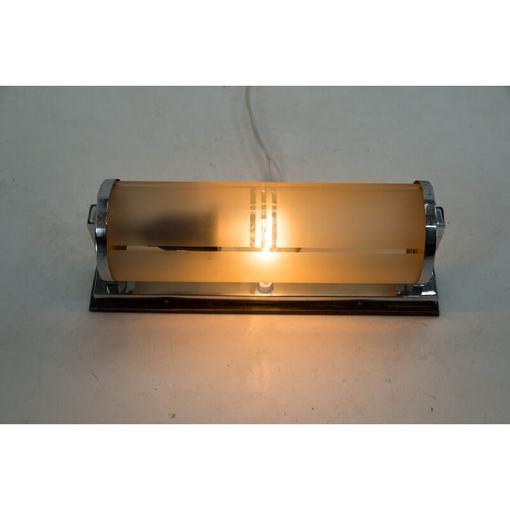 Image 1 of Vintage Art Deco Wandlampe mit Glasschirm, 1930