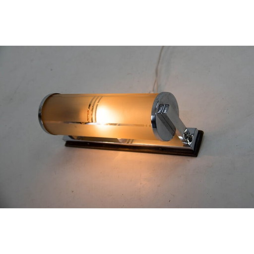 Vintage Art Deco Wandlampe mit Glasschirm, 1930