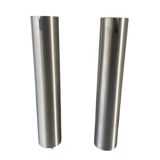 Image 1 of Paar alte Stehlampen "Acquarius" aus gebürstetem Metall und Glas von Filippo dell'Orto für Palluco, Italien