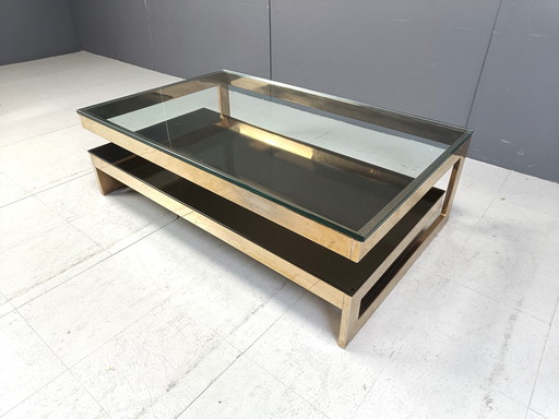 Vintage Zweistöckiger Belgochrom 23Kt Couchtisch, 1970S