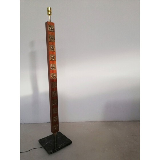Image 1 of Vintage Sternzeichen Messing und Marmor Stehlampe, 1950er Jahre